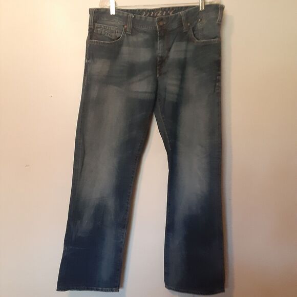 Mavi Jeans Josh Relaxed fit Straight Leg Men 38x32 Dark Blue Distressed Mid Rise - Picture 1 of 11